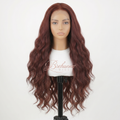Princesse Wavy Reddish Brown 32 pouce. 13x6 HD lace                - Perruque ondulé longue de luxe résistante à la chaleur pour un style glamour