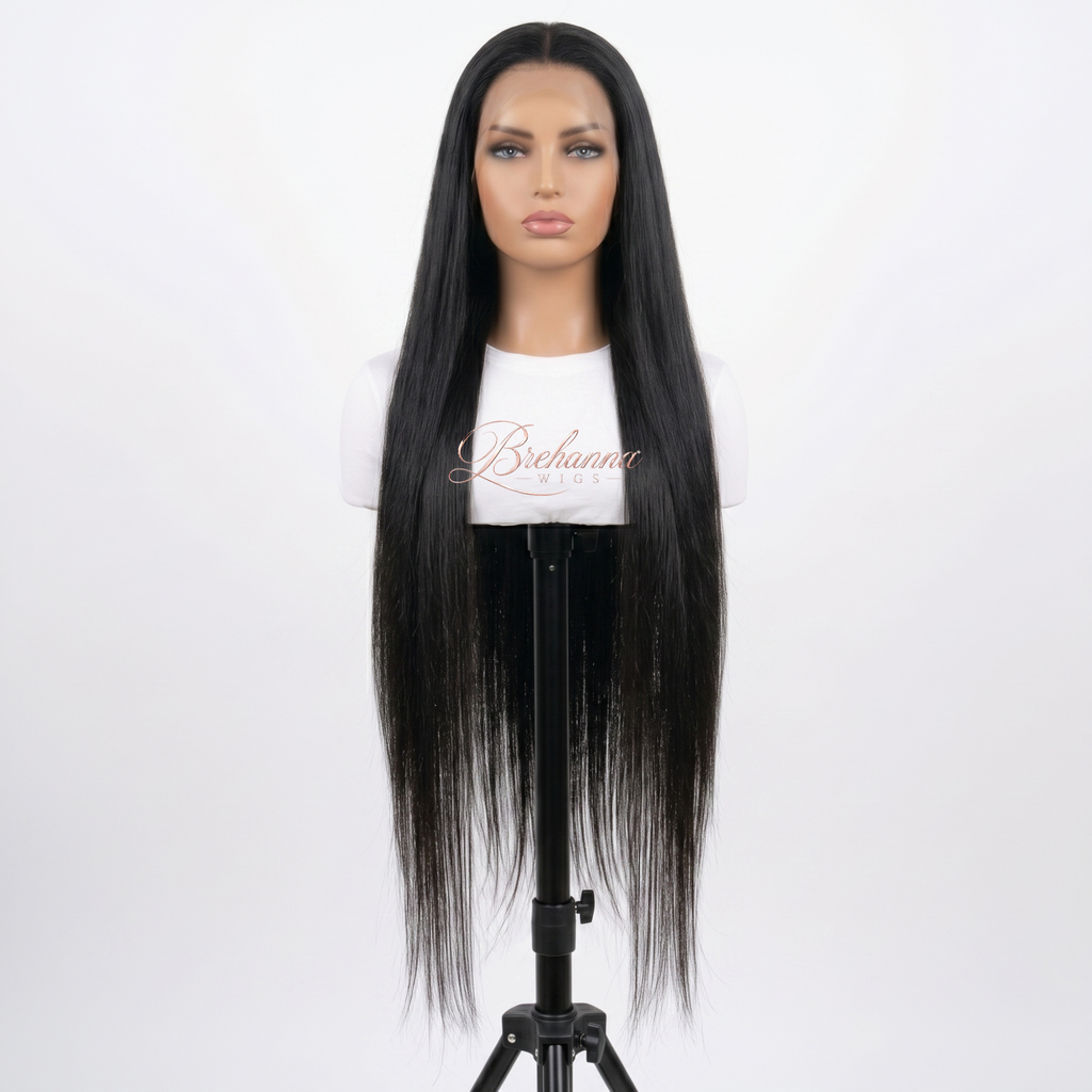 Perruque Lisse noir 30 pouce. 13x6 HD lace - Perruque longue de luxe résistante à la chaleur pour un style glamour