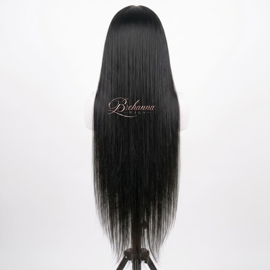 Perruque Lisse noir 30 pouce. 13x6 HD lace - Perruque longue de luxe résistante à la chaleur pour un style glamour