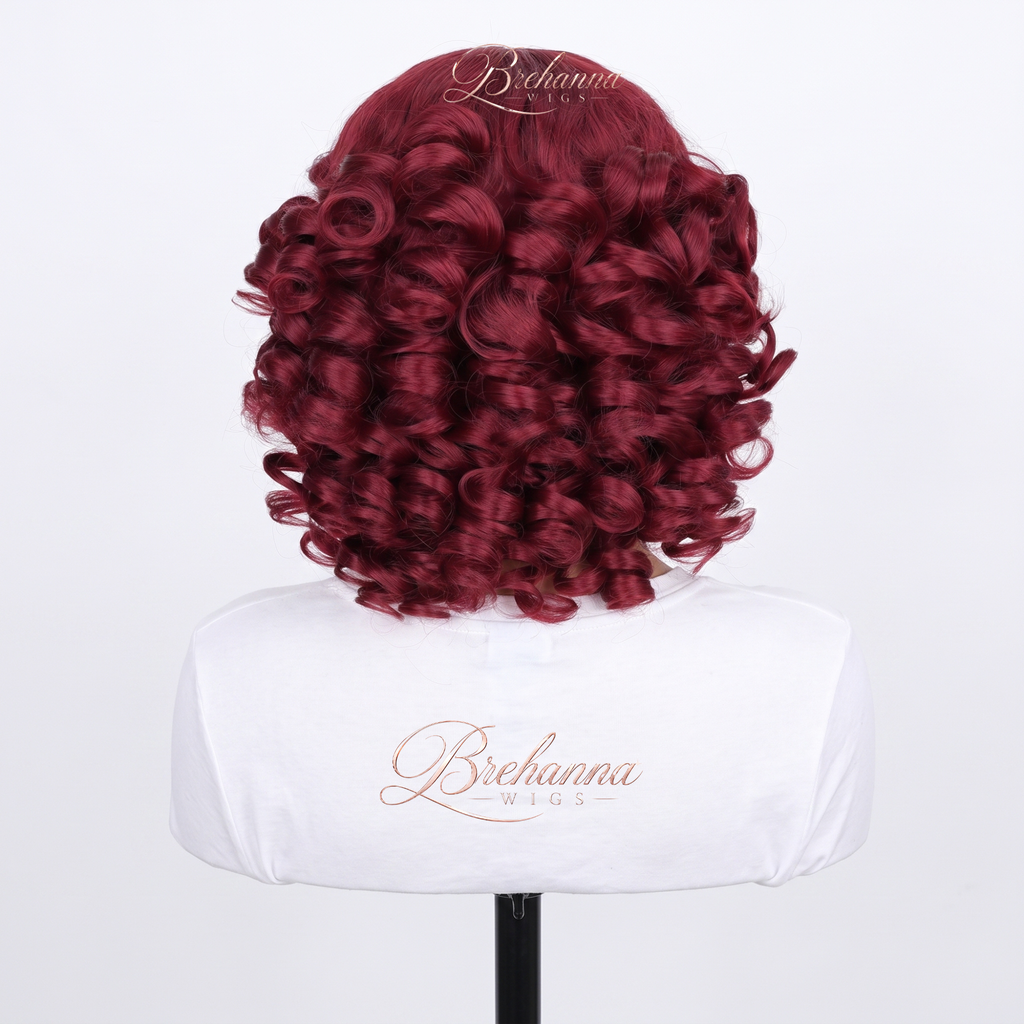 Perruque Ruby Bordeaux | Boucles Courtes Glamour | Fibre synthétique Premium Résistante à la Chaleur