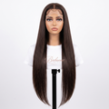 Perruques Lisse chocolat 30 pouce. 13x6 HD lace                      - Perruque longue de luxe résistante à la chaleur pour un style glamour
