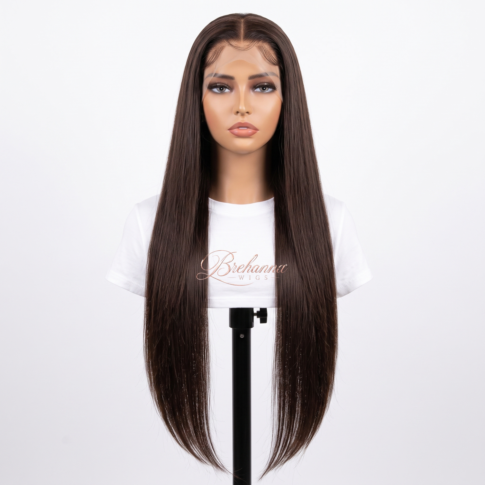 Perruques Lisse chocolat 30 pouce. 13x6 HD lace                      - Perruque longue de luxe résistante à la chaleur pour un style glamour