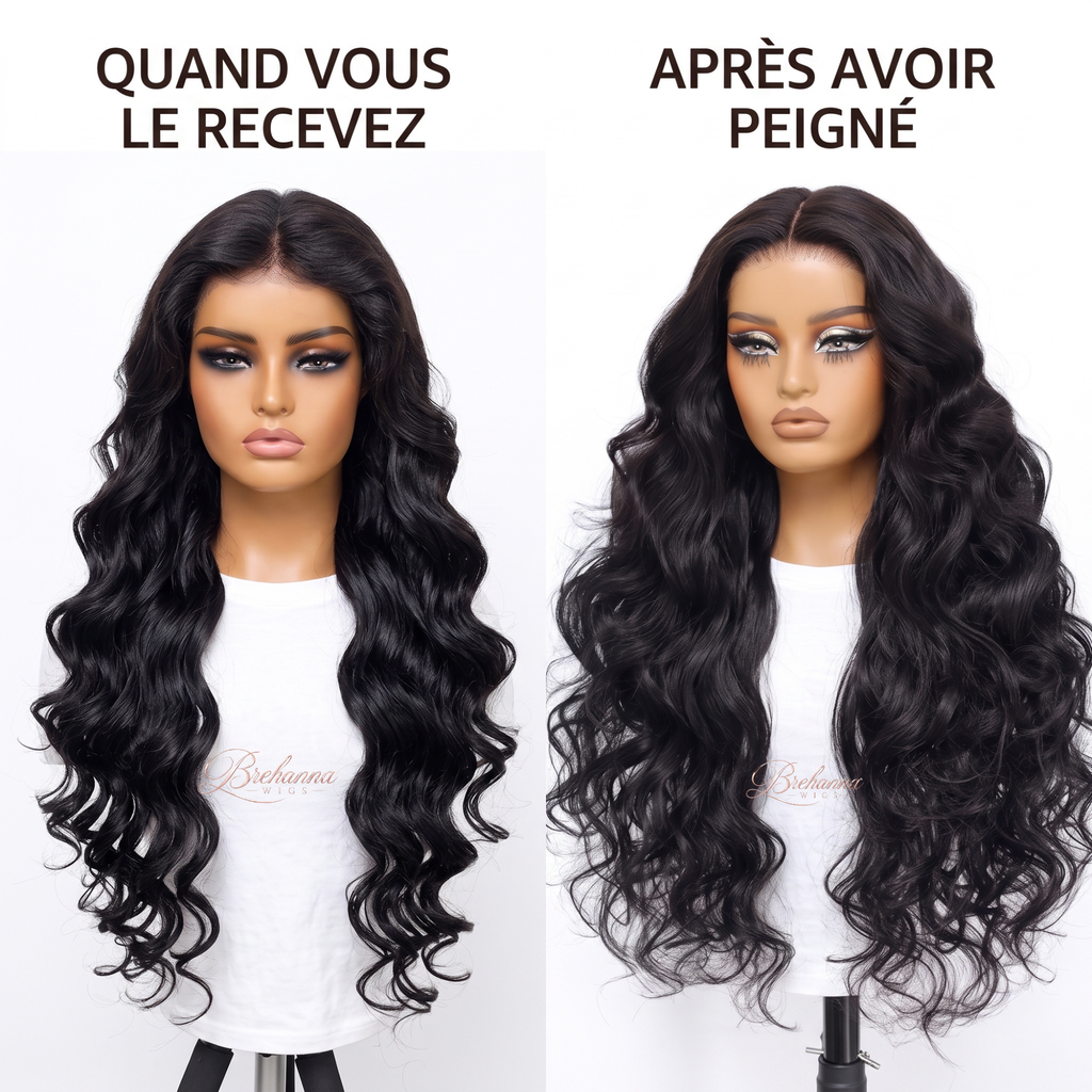 Perruque Loose Deep Noire Ondulée 28 pouce. 13x5x1 lace front - Perruque ondulé longue de luxe résistante à la chaleur pour un style glamour