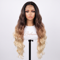 Princesse Wavy Blonde dégradée 32 pouce. 13x6 HD lace                - Perruque ondulé longue de luxe résistante à la chaleur pour un style glamour