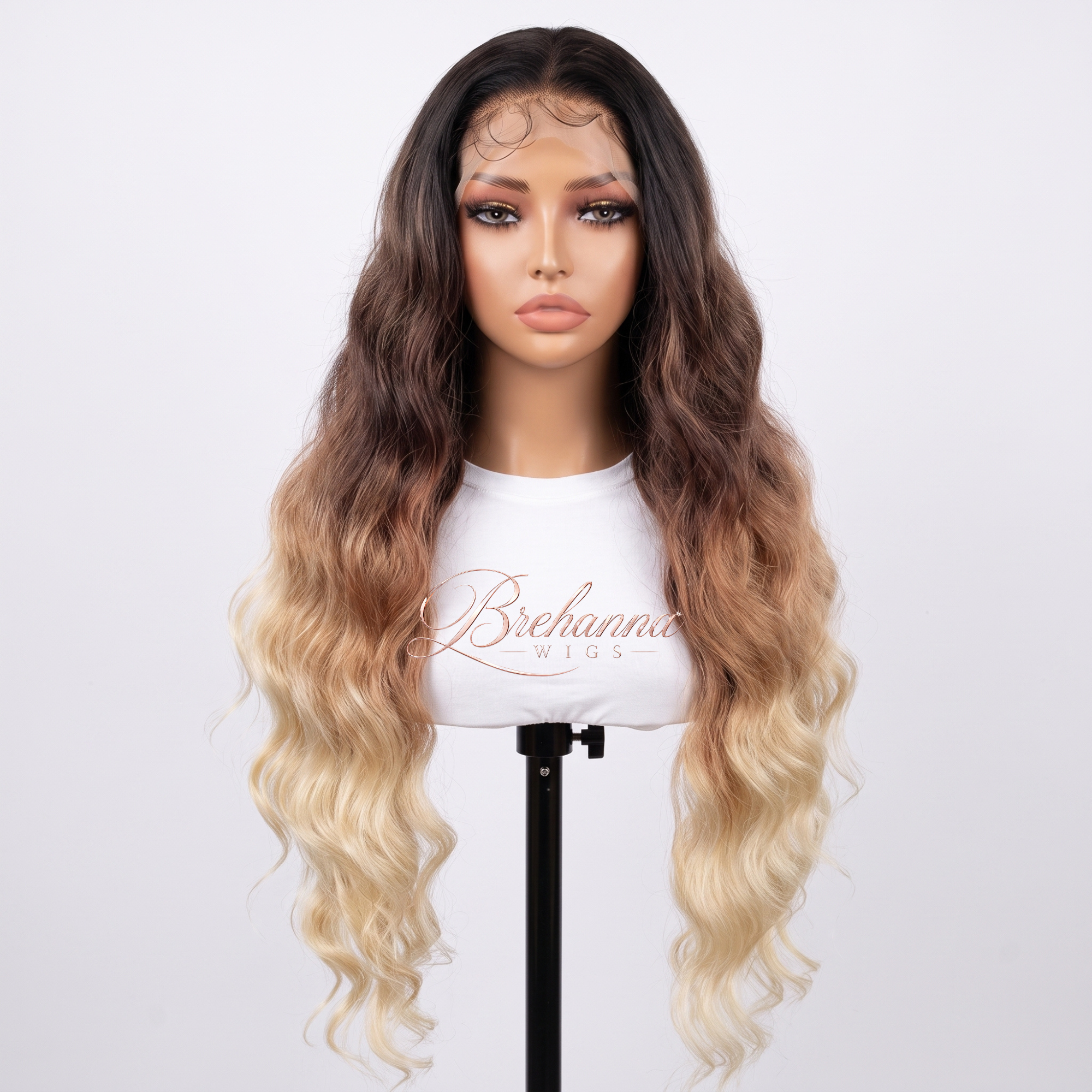 Princesse Wavy Blonde dégradée 32 pouce. 13x6 HD lace                - Perruque ondulé longue de luxe résistante à la chaleur pour un style glamour