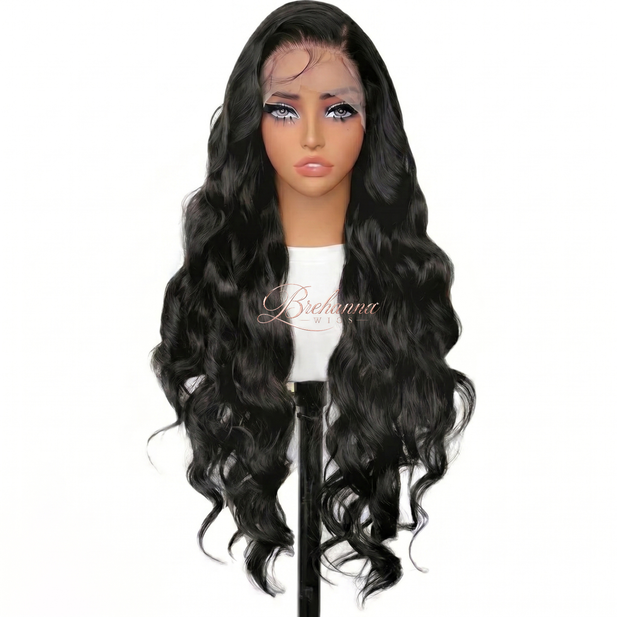 Princesse Wavy Noir 32 pouce. 13x6 HD lace - Perruque ondulé longue de luxe résistante à la chaleur pour un style glamour