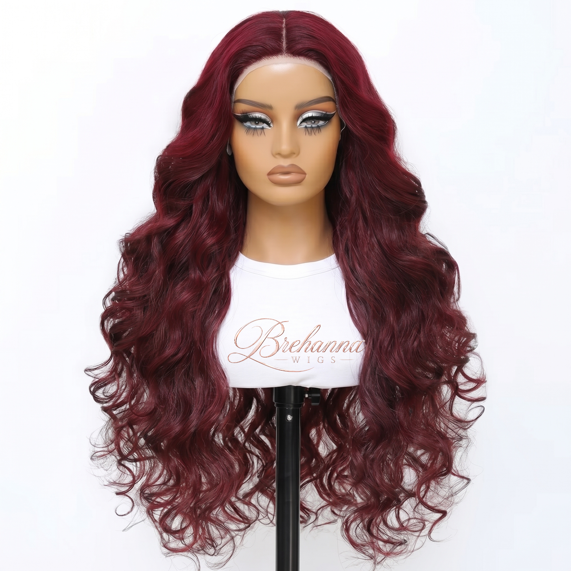 Perruque Loose Deep Bordeaux Ondulée 28 pouce. 13x5x1 lace front - Perruque ondulé longue de luxe résistante à la chaleur pour un style glamour