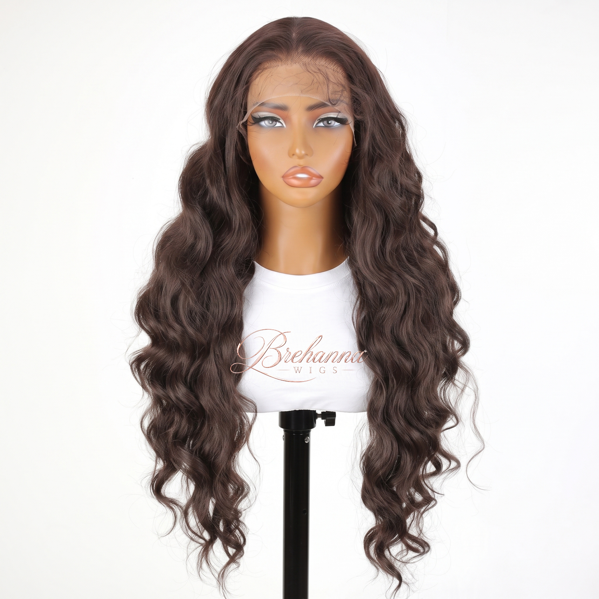 Princesse Wavy chocolat 32 pouce. 13x6 HD lace - Perruque ondulé longue de luxe résistante à la chaleur pour un style glamour