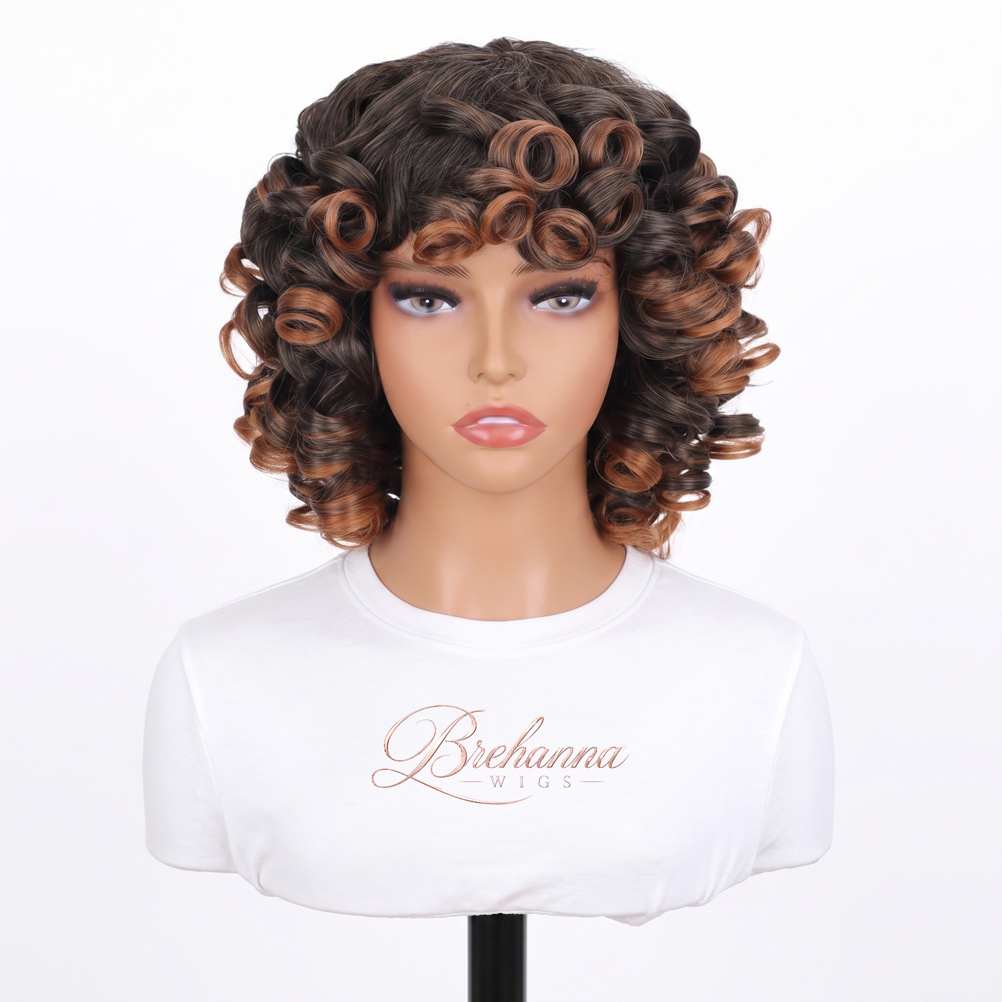 Perruque Naomi Balayage Caramel | Boucles Courtes Volumineuses